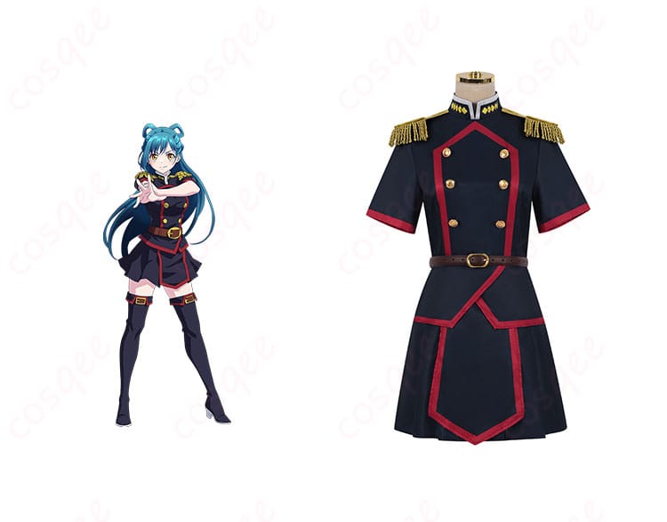 魔都精兵のスレイブ 東日万凛 コスプレ衣装の正面とキャラクターとの組み合わせ