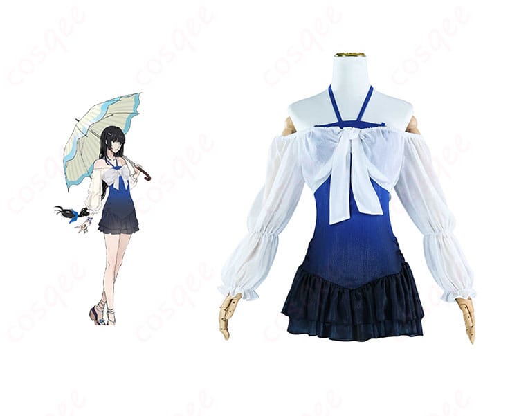 商品正面とキャラクターの画像 - ペルソナ5: The Phantom X 多祢村理子 水着コスプレ衣装、ゲームキャラクターとの美しい融合。