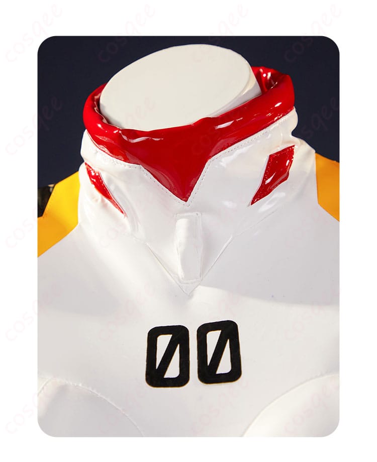 襟元の装飾ディテール画像 - 綾波レイのコスプレ衣装の襟元装飾部分のクローズアップ画像です。エレガントなデザインを強調。