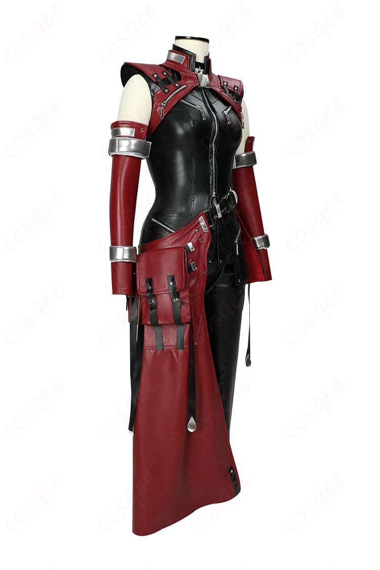 エアリス・ゲインズブール コスプレ衣装の側面、キャラクターのディテールが鮮明に表現されています。