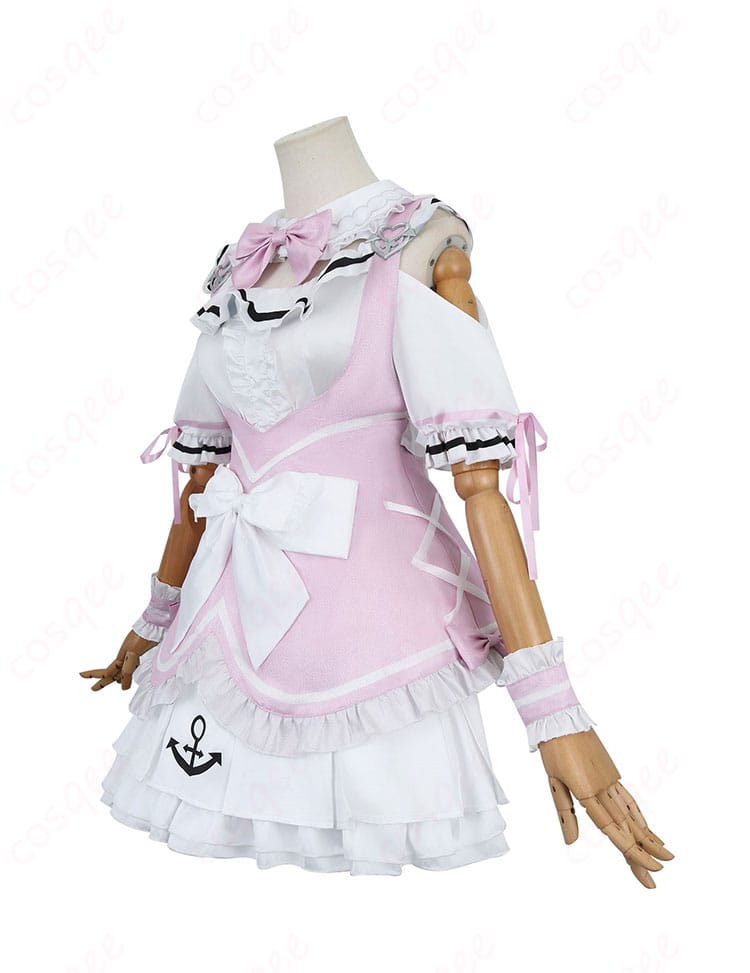 湊あくあピンクメイドコスプレ衣装の側面画像