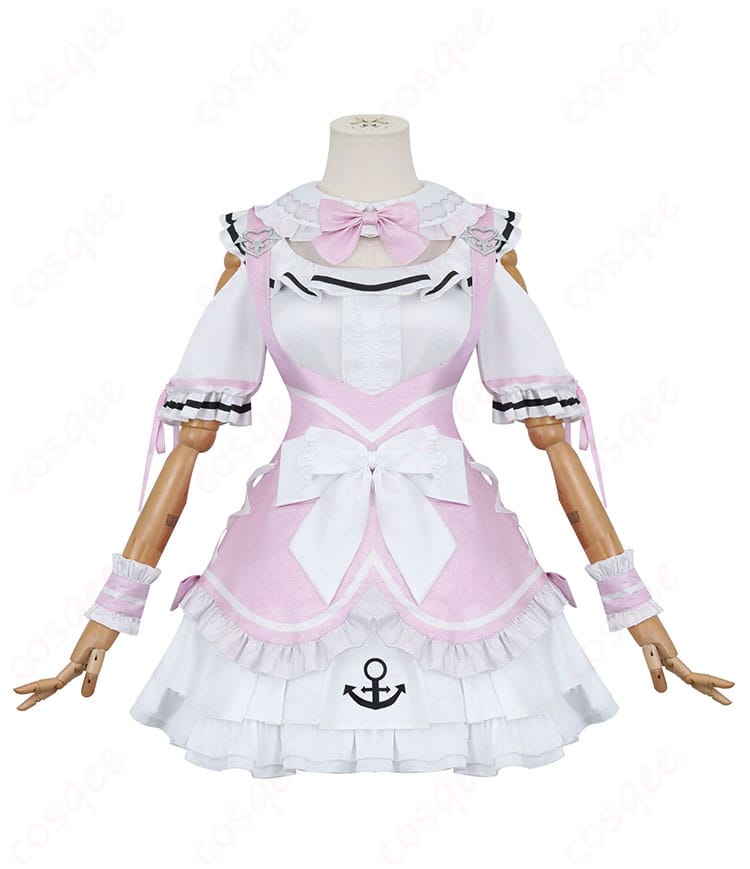 ホロライブ湊あくあピンクメイドコスプレ衣装の正面画像