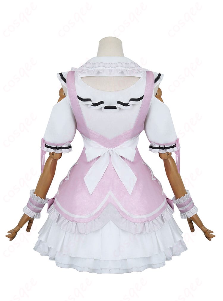 湊あくあピンクメイドコスプレ衣装の背面画像