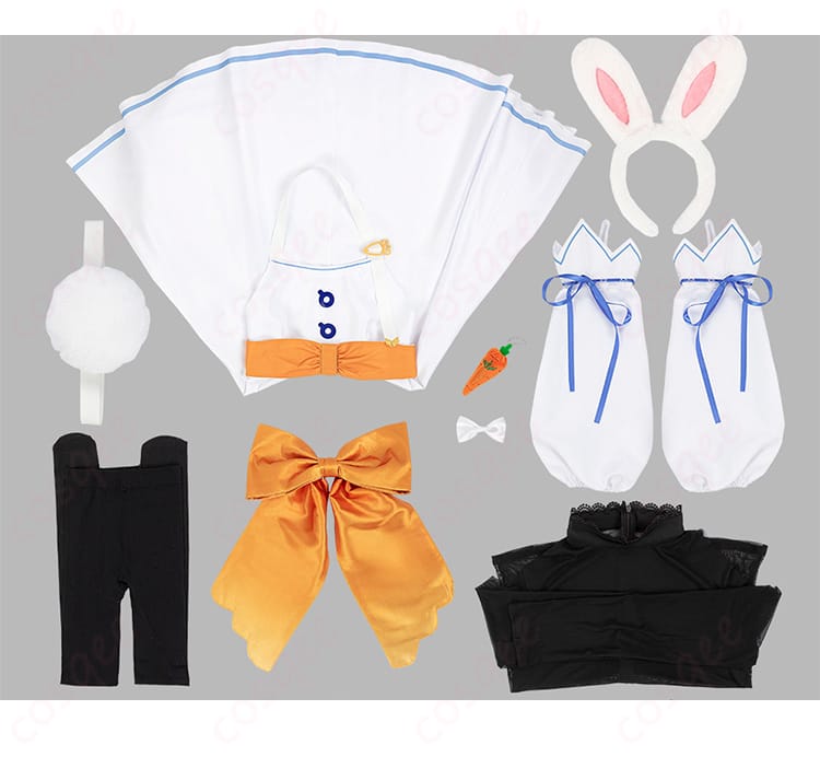 ホロライブ ぺこらマミー コスプレ衣装のセット内容画像。全てのアイテムが揃ったセットを紹介。