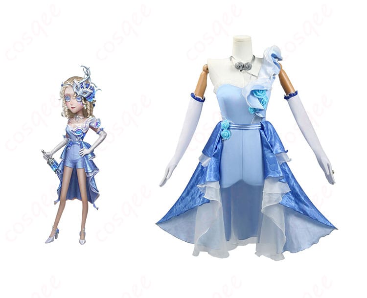 IdentityV 調香師 コスプレ衣装の正面とキャラクター(ウィラ・ナイエル)との組み合わせ写真