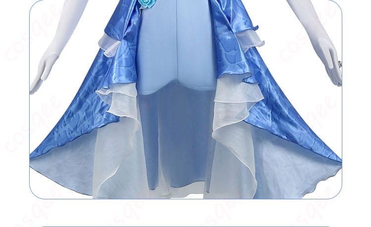 波を追うバラのコスプレ衣装のスカート装飾ディテール