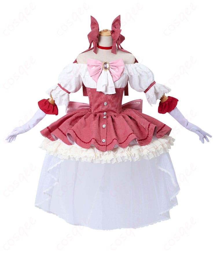 鹿目まどかの新衣装ドレス。胸元と背部の蝶結びが特徴的な、優雅で可愛らしいデザイン。