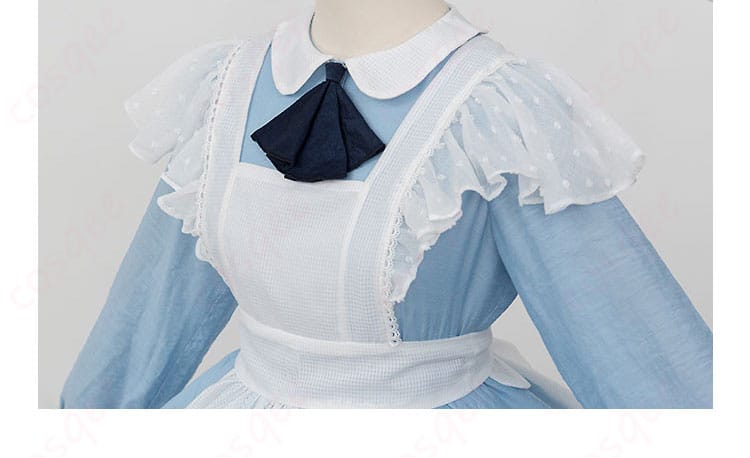 カードキャプターさくら 木之本桜 コスプレ衣装 アリス メイド服 肩袖の装飾部分の詳細画像。美しい刺繍が施された肩部分のアップ。