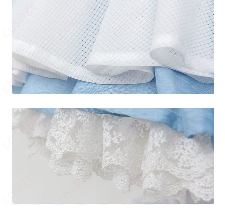 カードキャプターさくら 木之本桜 コスプレ衣装 アリス メイド服 スカートの裾部分装飾の詳細画像。素敵なフリルがアクセントになっています。