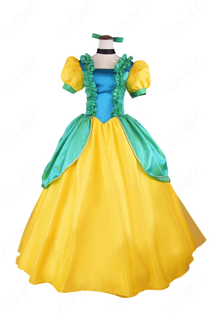 シンデレラのドリゼラ・トレメイン コスプレ衣装の正面ビュー。ディズニープリンセスシリーズの詳細な再現と豪華なデザインが特徴。