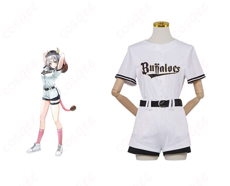 商品正面とキャラクター白銀ノエルのコラボ衣装の詳細