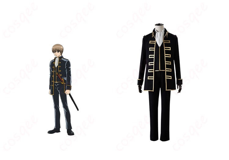 銀魂 近藤勲・土方十四郎・沖田総悟 コスプレ衣装の正面図。コスプレ用の高精度再現された真選組隊服。