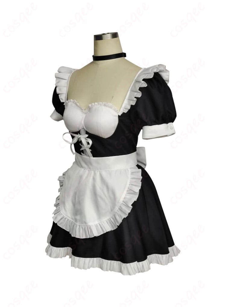 メイド楓と鈴 コスプレ衣装 側面画像。メイド服の詳細なディテールと、衣装のフィット感がわかります。