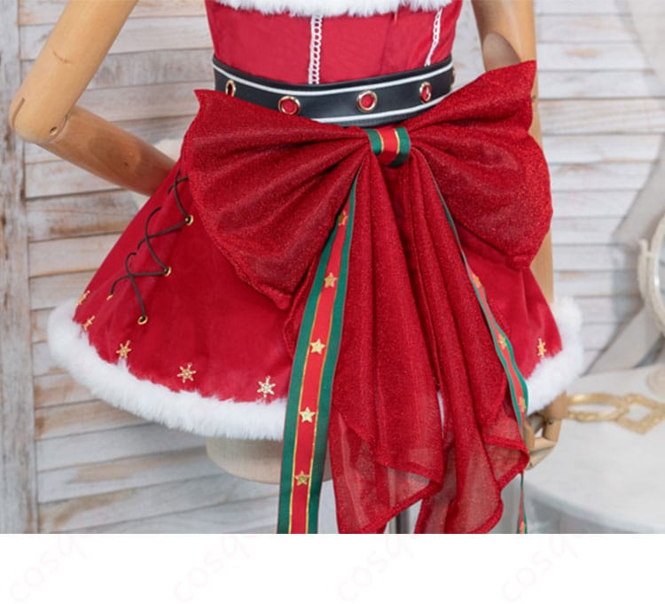 スカート背面の蝶結び装飾詳細 - クリスマス衣装にぴったりな背面の蝶結び装飾