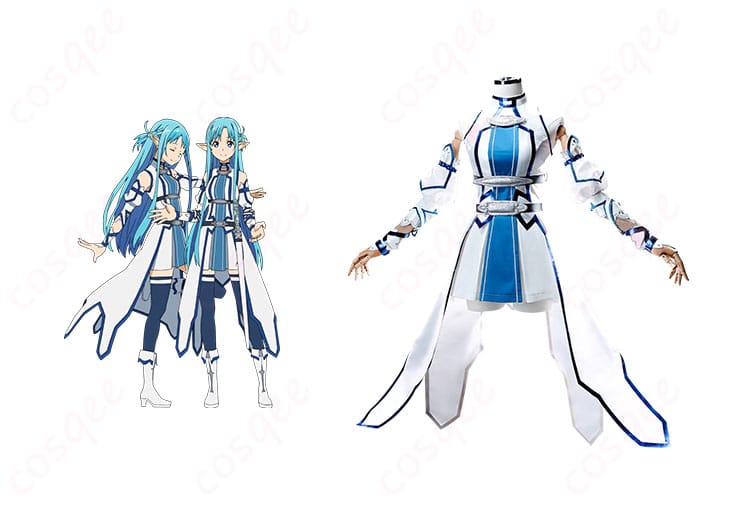 ソードアート・オンライン 結城明日奈 アスナ ウンディーネVer. コスプレ衣装 商品正面とキャラクターの融合画像。アスナの特徴的な衣装を忠実に再現。