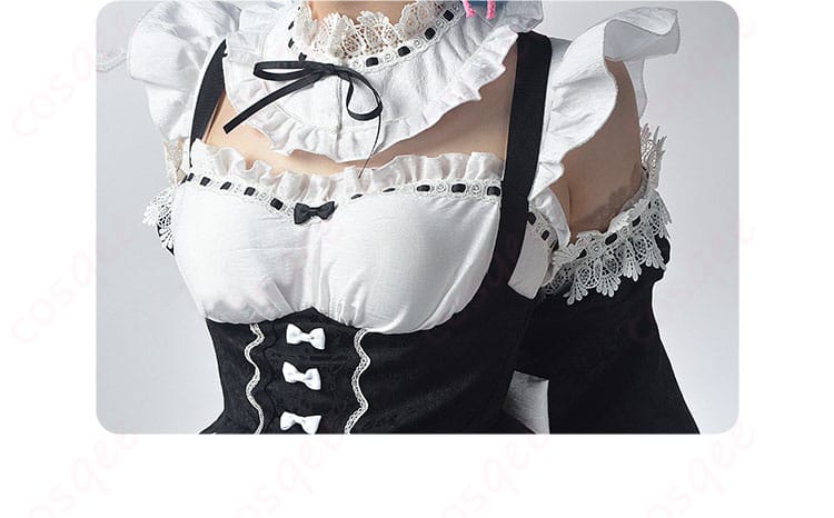 Re:ゼロ レム・ラム コスプレ衣装 メイド服 前胸装饰细节图 - リゼロコスプレ衣装の前胸デザインディテール