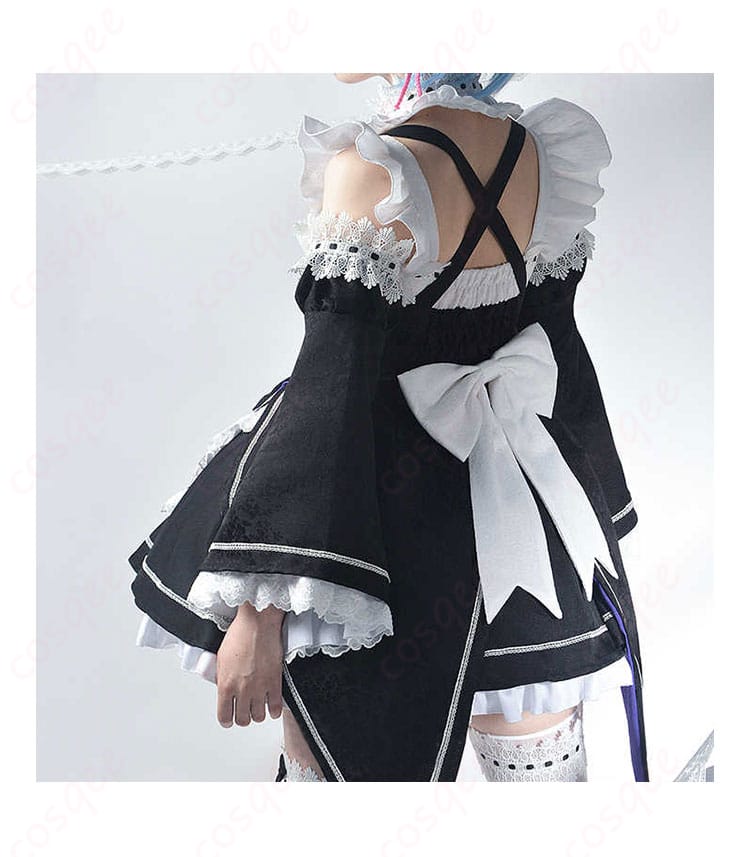 Re:ゼロ レム・ラム コスプレ衣装 メイド服 背面図 - 高品質なコスプレ衣装の背面ディテール