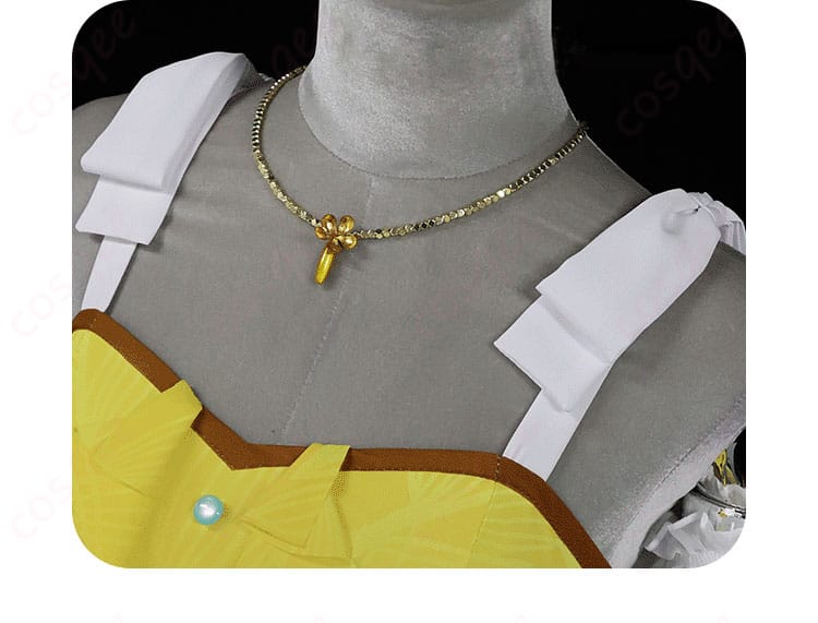 白石杏のコスプレ衣装、肩の装飾ディテール。上品で華やかなデザインが特徴です。