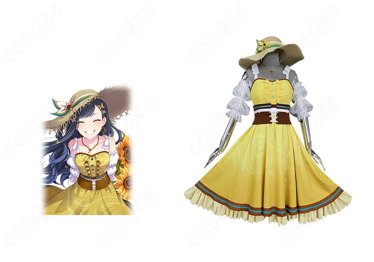 「プロジェクトセカイ カラフルステージ! feat. 初音ミク」白石杏のコスプレ衣装、キャラクターと一緒に撮影した正面の画像です。美しいディテールを忠実に再現!