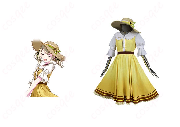 プロジェクトセカイの小豆沢こはねが着用する「レモネードで一休み♪」コスプレ衣装の正面画像。コスプレ衣装のディテールがよく分かる一枚。