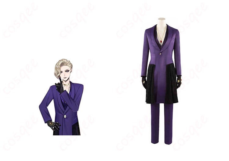 ヴィル・シェーンハイトのコスプレ衣装を着た正面画像、ディズニー ツイステッドワンダーランドの輝石の国のタピ・ルージュのデザイン