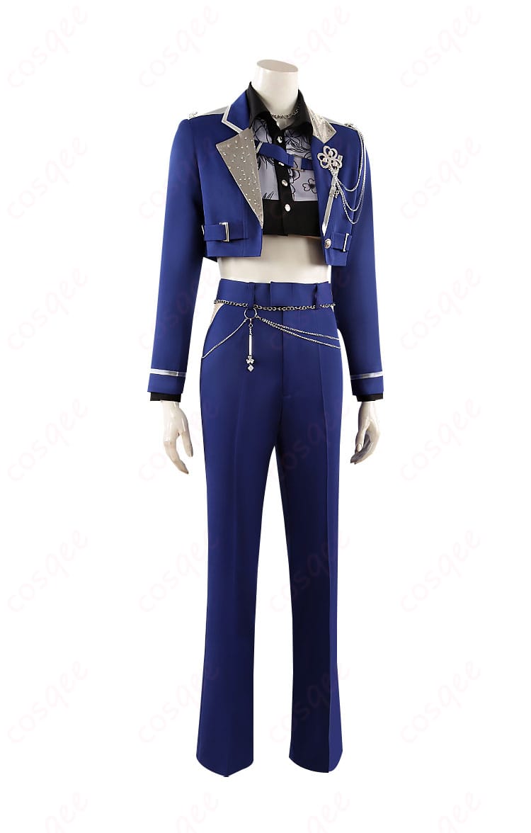 桐谷遥のコスプレ衣装の側面画像。シャツやベルトなどのディテールが鮮明に描かれたデザイン。