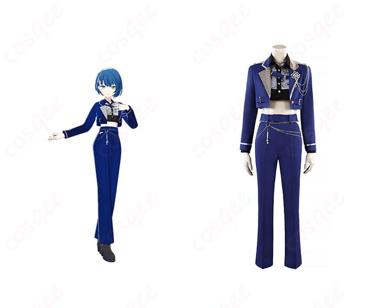 プロジェクトセカイの桐谷遥のコスプレ衣装「going upstairsガチャ」とキャラクターの融合シーン。リアルなデザインと高再現度。