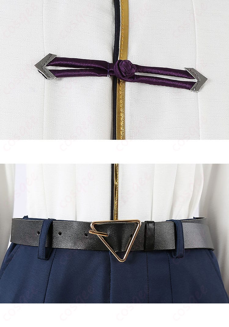 あんスタ 逆先夏目 コスプレ衣装 衣扣・腰帯装飾細部。衣装の小物がさらにリアル感を加えています。