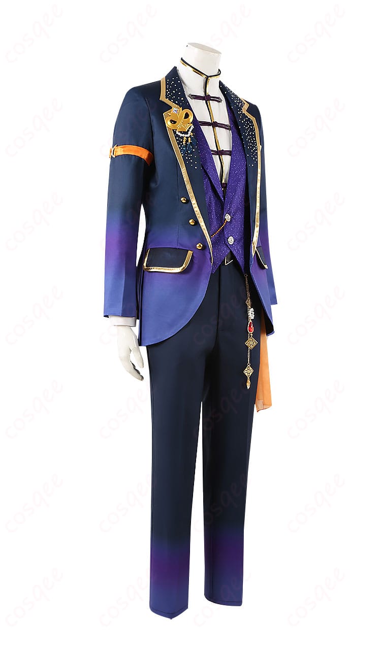 あんスタ 逆先夏目 コスプレ衣装 商品右側図。コート、ベスト、シャツなど、細部まで忠実に再現しています。