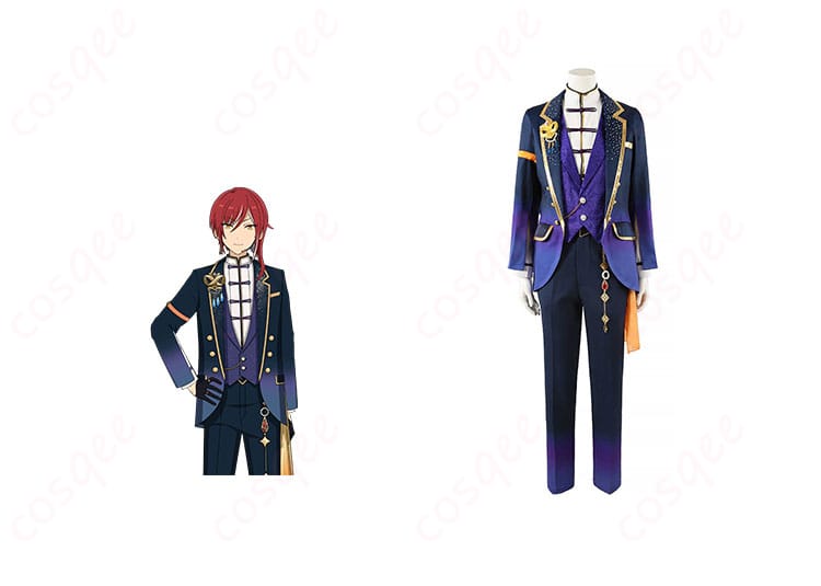 あんスタ 逆先夏目 コスプレ衣装 商品正面とキャラクター人物の融合図。高い再現度を誇るコスプレ衣装です。