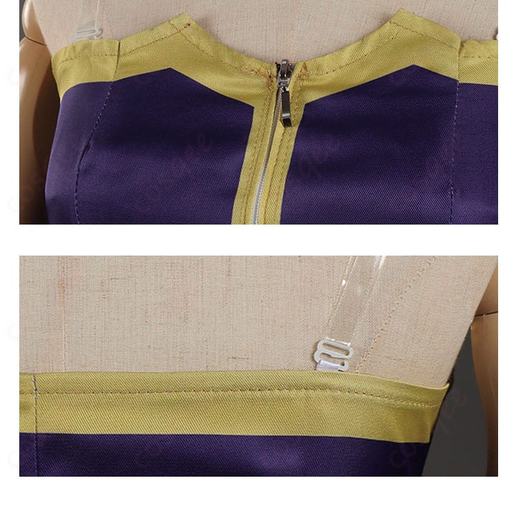 セフィーロコスプレ衣装の背面と衣チェーンのディテール。背面のデザインに注目。