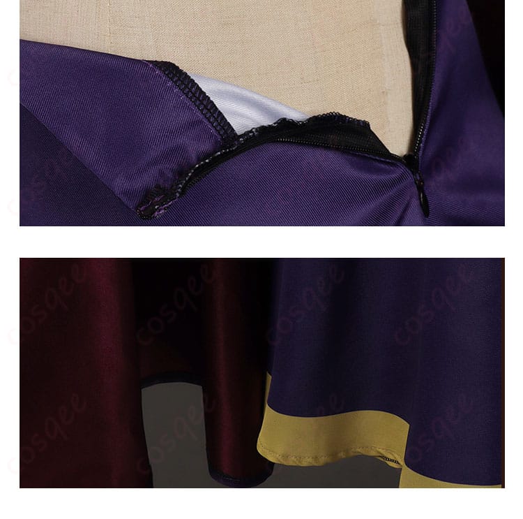 セフィーロのコスプレ衣装の衣領とスカート部分の装飾。高い再現度を感じさせるデザイン。