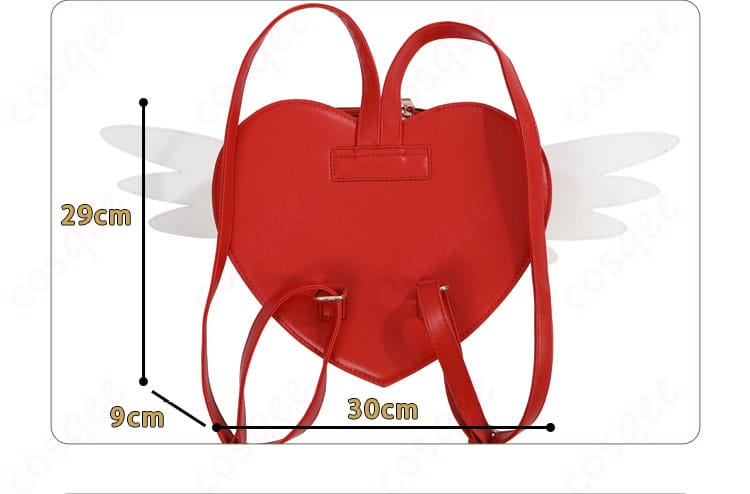 木之本桜 コスプレ衣装 愛心の形をしたリュックのディテール - キュートなデザインが特徴。