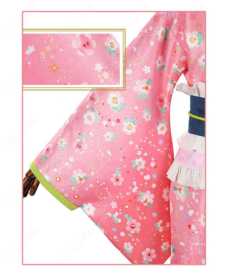 衣袖の装飾ディテール、甘露寺蜜璃のコスプレ衣装。繊細な刺繍と華やかな装飾が特徴の袖部分。