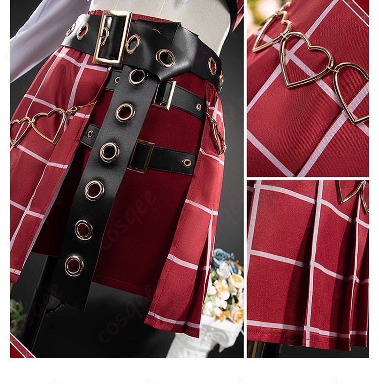 スカート装飾ディテール。サーニャ・葛葉のコスプレ衣装の美しいスカート。コスプレ衣装。