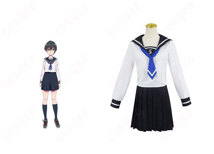 菜なれ花なれ 小父内涼葉 コスプレ衣装 正面とキャラクターのコラボ写真。アニメの世界観を忠実に再現。