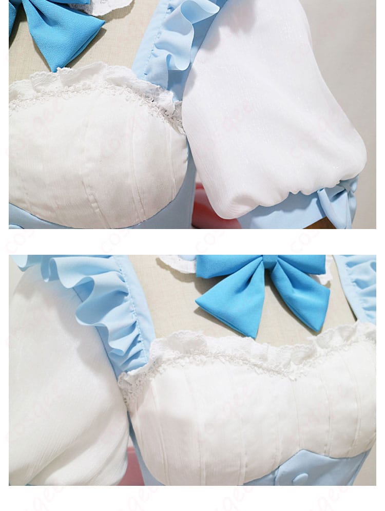 服装正面の詳細、レムの夢かわメイド衣装の細部。