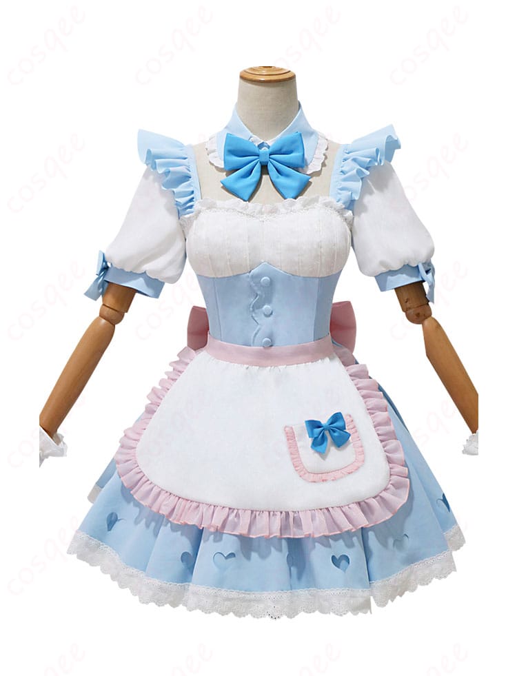 商品正面のコスプレ衣装、レムの夢かわメイドデザイン。