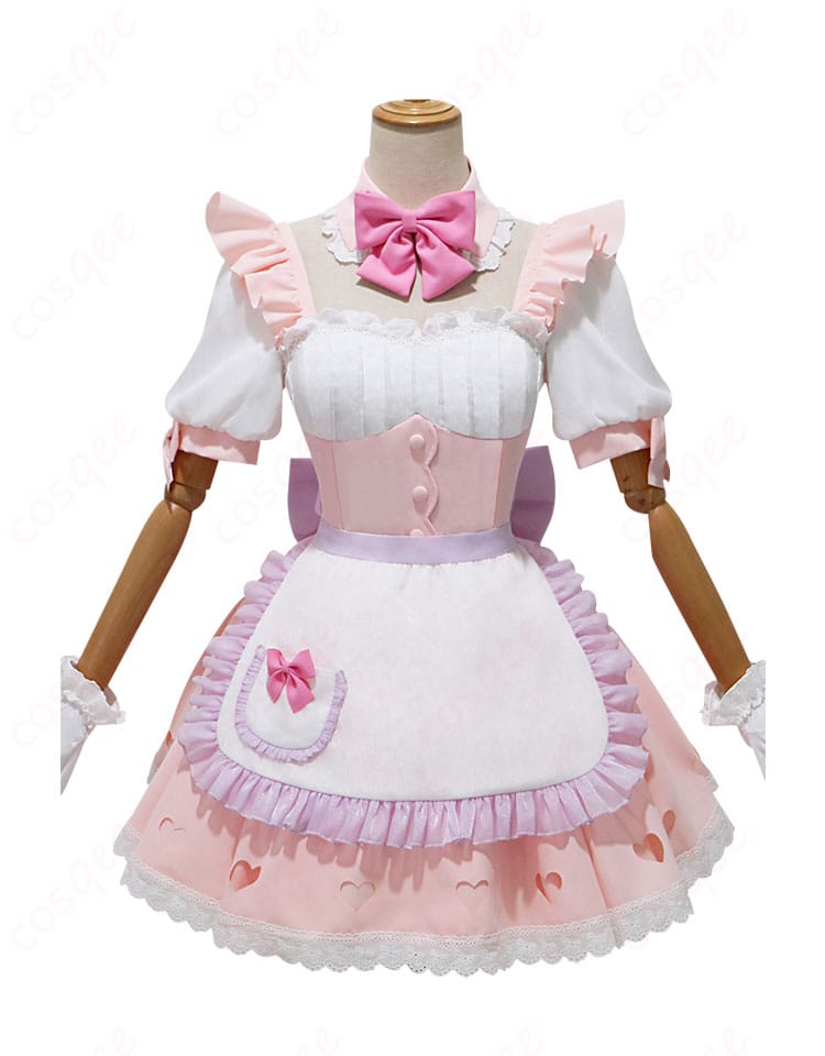 Re:ゼロ ラム 夢かわメイド コスプレ衣装 正面図。繊細なデザインと高再現度の衣装をご覧ください。