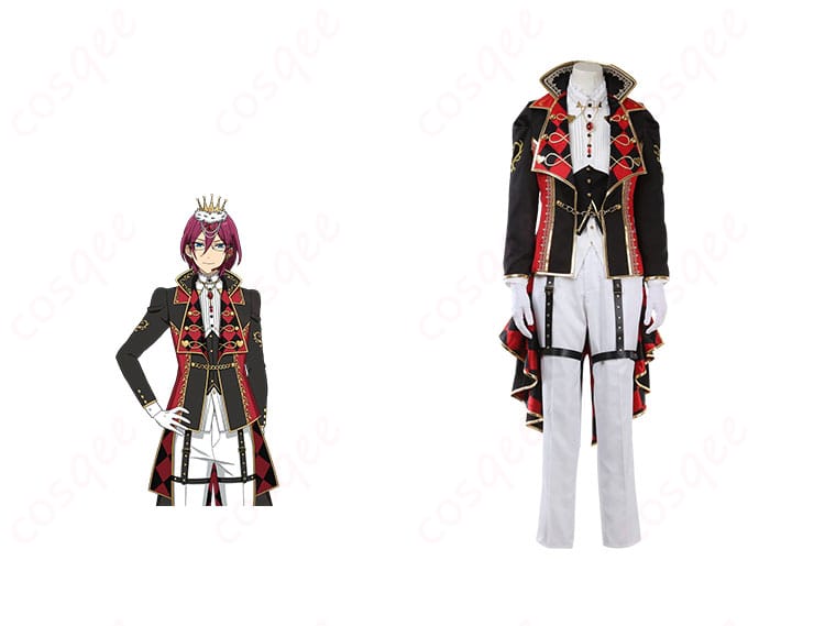 あんさんぶるスターズ! 七種茨 コスプレ衣装の正面とキャラクターが並ぶシーン