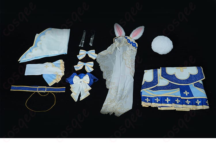 セット内容の展示画像 – うさメガぺこら衣装に含まれるすべてのアイテム。セットの内容を一目で確認できます。