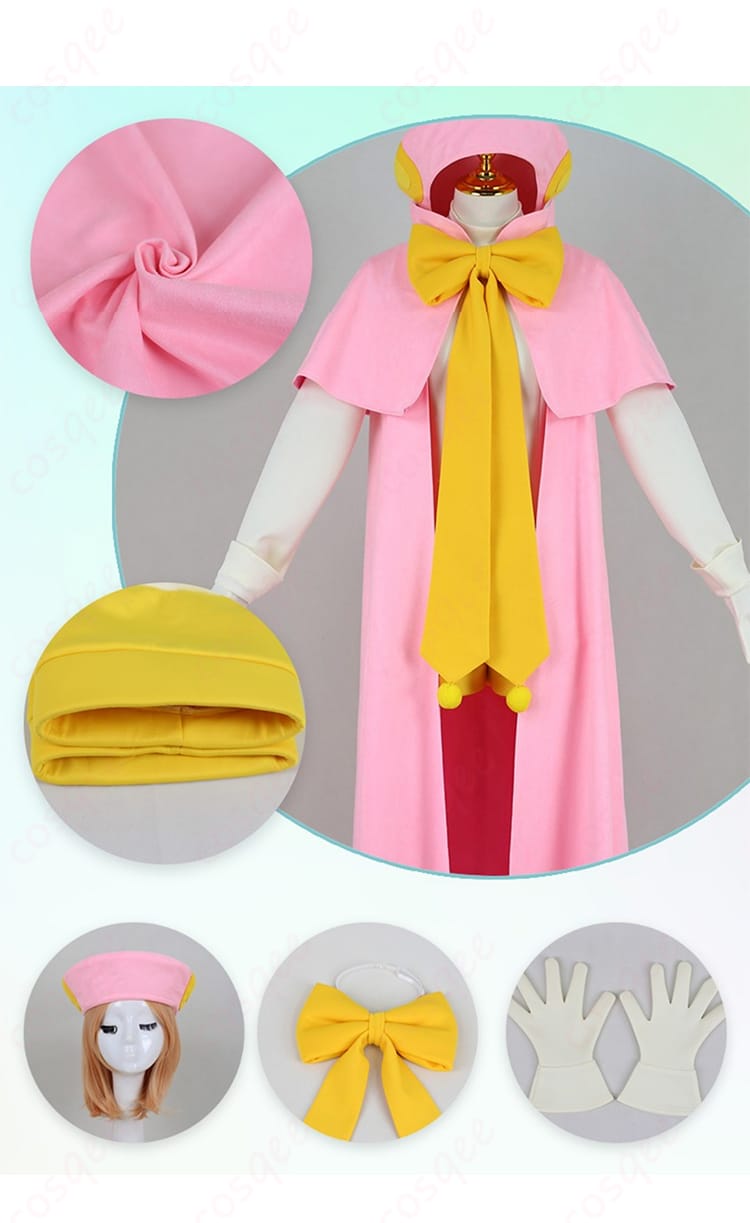 木之本桜 コスプレ衣装 さくらカード編のセット内容。衣装、帽子、手袋などの全てのアイテムが含まれています。