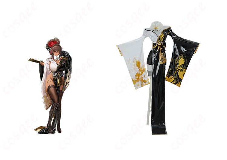 NIKKE ノワール ブラックラビット コスプレ衣装の正面とキャラクターが一緒に写った美しい画像。コスプレの魅力を感じてください!