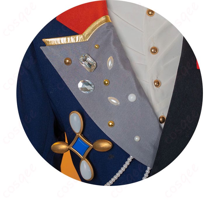 あんさんぶるスターズ!! 伏見弓弦 コスプレ衣装 衣領の装飾ディテール。豪華でエレガントなデザイン。